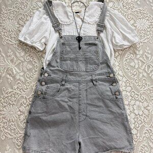 90's classic grunge gray denim overalls